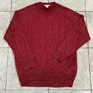 Athleta Crossroads Crew Sweater Red Metallic size medium